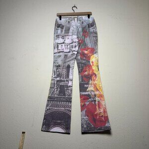 VTG Y2k Ariella Paris France Eiffel Tower Pant Women L USA Made Retro Flared